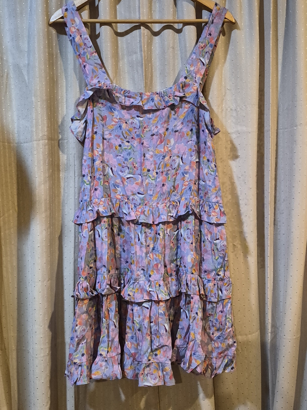 Olivaceous Floral Tiered Ruffle Mini Dress Sun Dress - Size S
